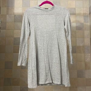 White Grey Striped Dress